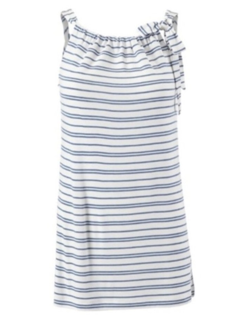 CAbi White Tank Top with Blue Stripes